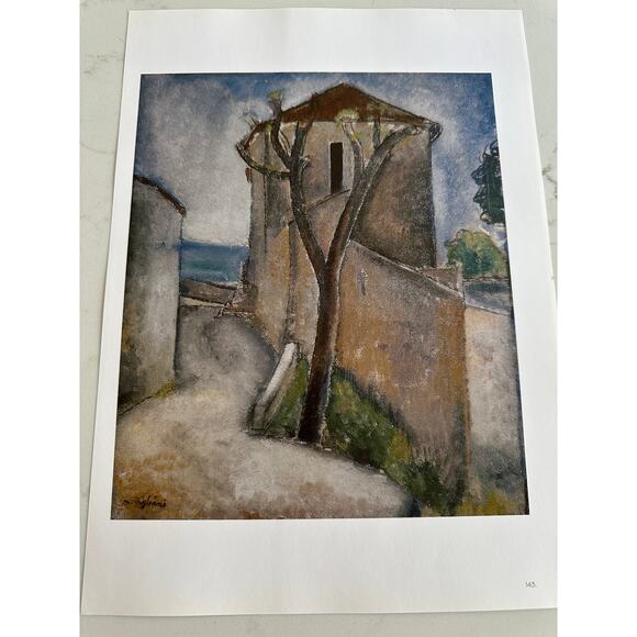 Modigliani, Tree and House, Painting, Print, Art, Wall Hanging, ~ 250626-WH 365 - Picture 1 of 1